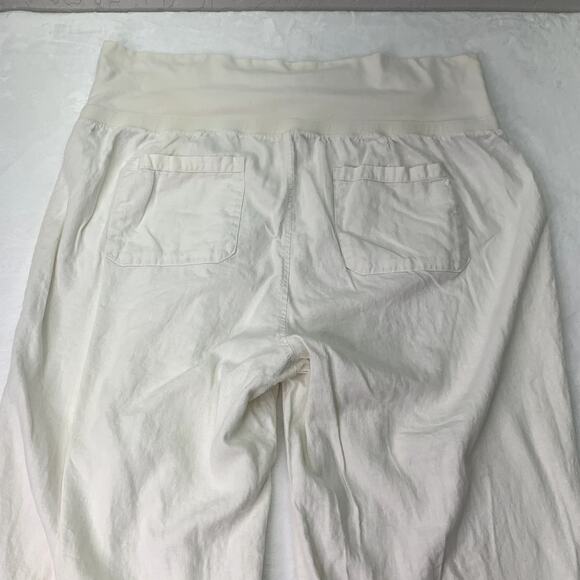 Old Navy Womens XXL White Fold Over Waist Linen Blend White 2X Wide Leg Pants - Picture 7 of 10